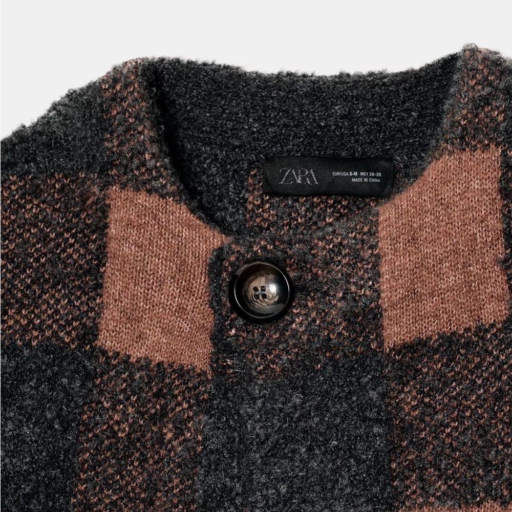 ZARA PLAID JACKET CARDIGAN - Picture 3 of 7